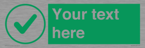 Custom green background, green tick in circle sign